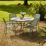 Photo of bergen garden round dining set - 4 seater - 150cm - green metal - 4 stacking armchairs
