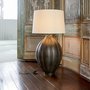 Photo of ribbed table lamp - beige and brown - aluminium