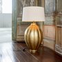 Photo of ribbed table lamp - beige and gold - aluminium
