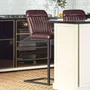 Photo of vintage barstools - set of 2 - brown faux leather - cantilever base