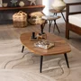 Photo of coffee table - natural and black - small - low - recycled teak wood and metal