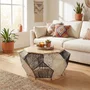 Photo of fusion coffee table - mango wood with woven hexagonal design