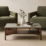 Photo of willow coffee table - tobacco walnut and beige - wood and marble effect