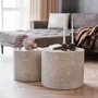 Photo of prague coffee table - set of 2 - round - drum base - beige - marble effect