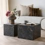 Photo of prague cube coffee table - set of 2 - square - dark brown - marble effect