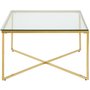 Photo of allure coffee table - square - clear glass - gold cross base