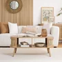 Photo of noah coffee table - 110cm - oak and rattan