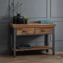 Photo of metropolis console table - 2 drawer - industrial - solid wood and metal
