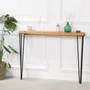 Photo of rustic pine wood console table - hairpin legs
