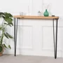 Photo of rustic pine wood tall console table - hairpin legs