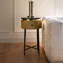 Photo of ironville brass ribbed 1 drawer round side table