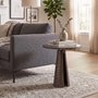 Photo of eldora end table - round - cone base - bronze - travertine and metal