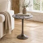 Photo of nantes side table - round - grey - marble effect and metal