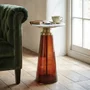 Photo of braga side table - tall - round - white marble top - amber glass