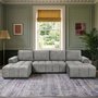 Photo of shanghai luxury u shape corner sofa bed - grey fabric