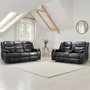 Photo of galaxy electric recliner sofa set - black faux leather - 3+2 seater