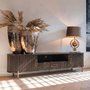 Photo of luxor brushed brass ribbed extra large curved tv unit