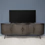 Photo of industrial curved ribbed tv cabinet - 4 door - 150cm - medium - grey - metal