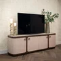 Photo of willox curved tv cabinet - 4 door - 190cm - beige and brown - oak