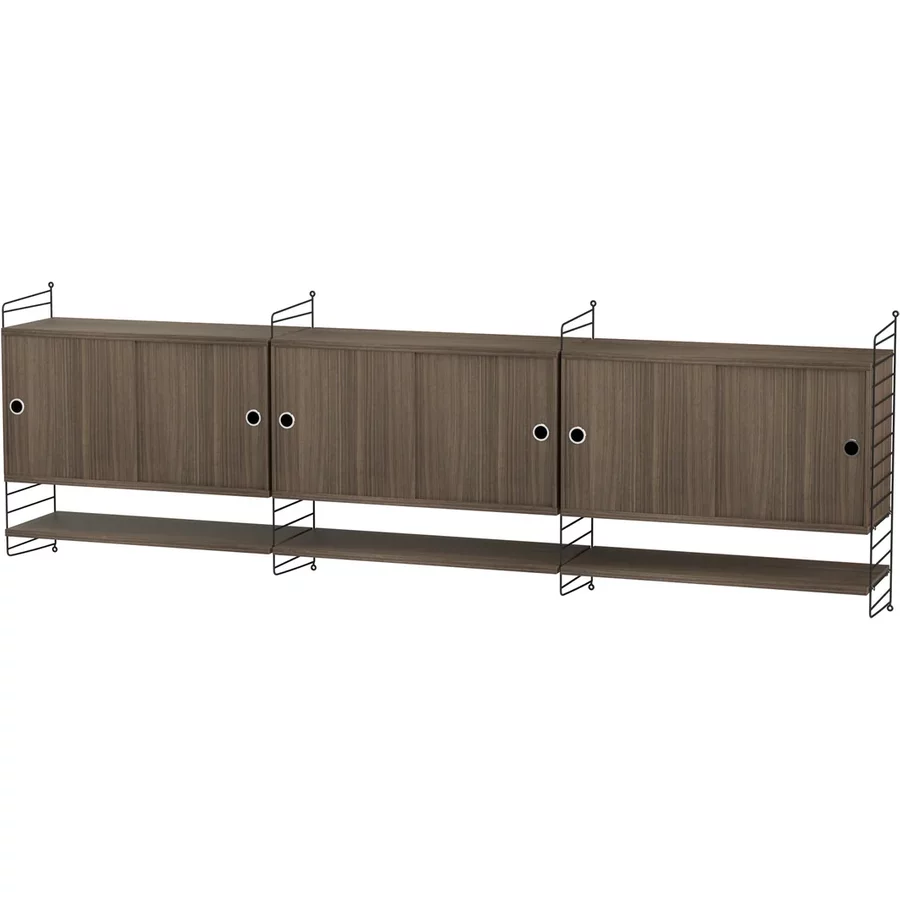String - Wandschrank, 240 x 75 x 30 cm, Walnuss / schwarz String Furniture Wandschrank