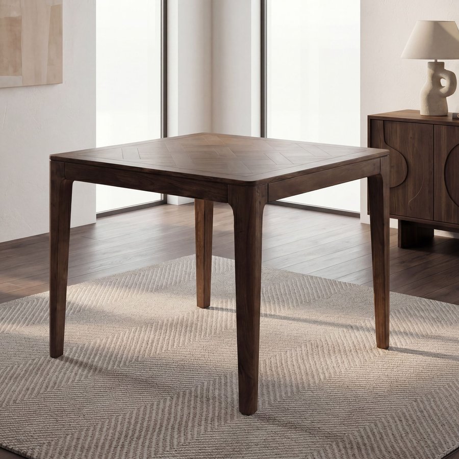 FineBuy Esstisch Massivholz Mango 80x80 cm - Quadratischer Esszimmertisch Holz - Küchentisch modern für 4 Personen - Stabiler Holztisch - Tisch für Esszimmer Bistrotisch Handmade