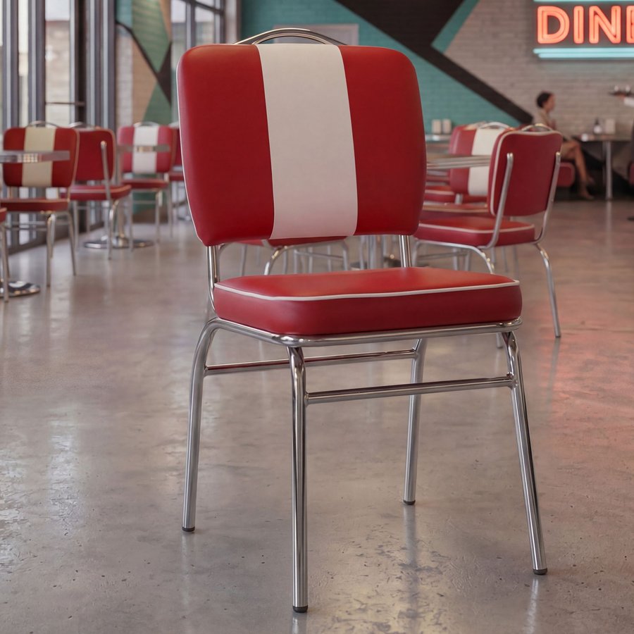 FineBuy Esszimmerstuhl American Diner 50er Jahre Retro Stuhl, Sitzfläche mit Rückenlehne, Sitzhöhe 47 cm