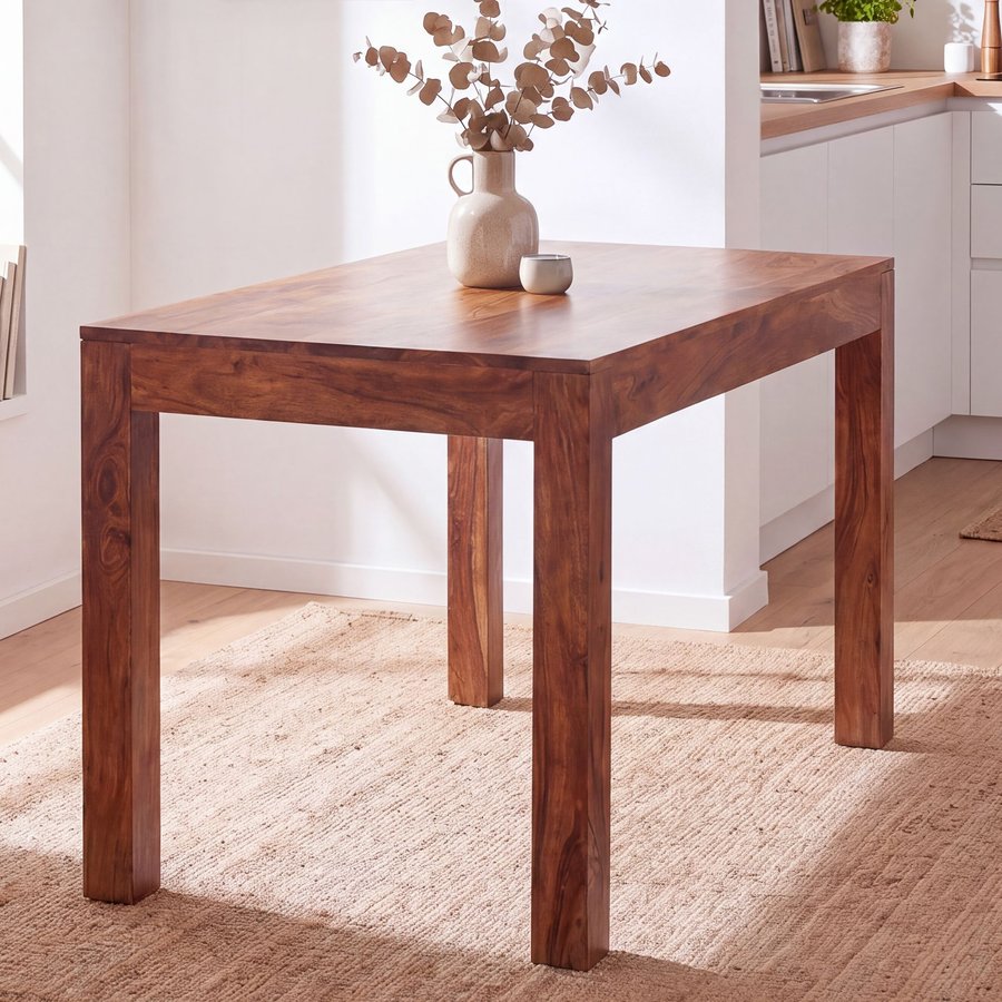 FineBuy Esstisch Sheesham Massivholz – Holztisch massiv, Design Esszimmertisch Naturholz, Küchentisch Echtholz im modernen Stil
