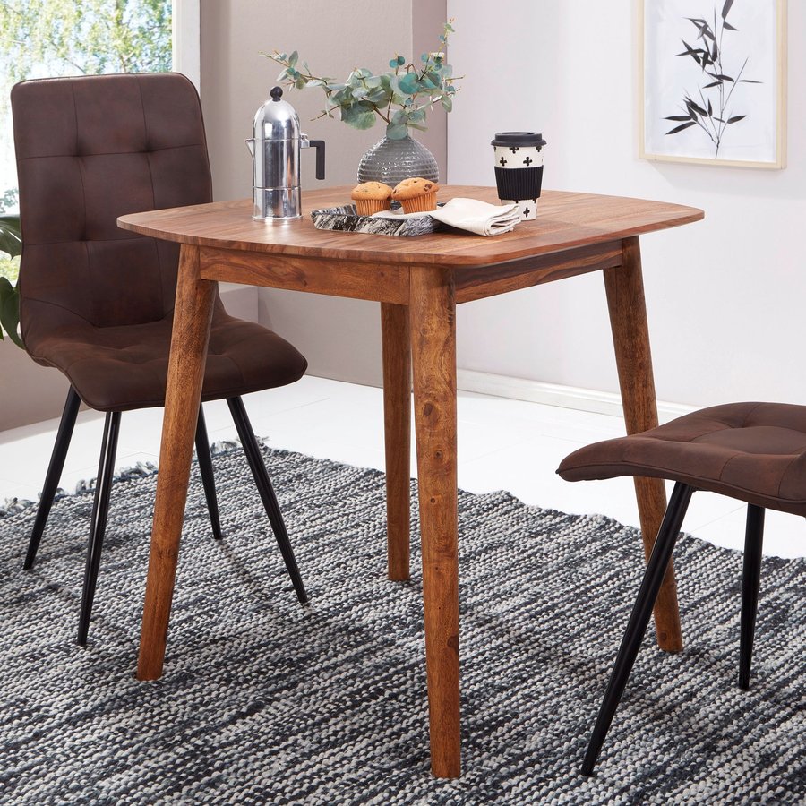 FineBuy Esszimmertisch Sheesham Massivholz Tisch, Designer Küchentisch Holz, Massiver Holztisch rustikal, Speisetisch massives Echt-Holz modern