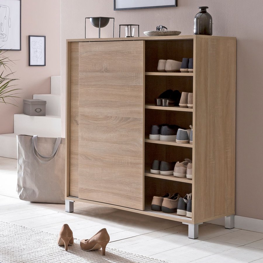 FineBuy Schuhschrank SV51780 Holz 100x108x37,5 cm Ablage Hoch, Design Schuhständer Groß 20 Paar Schuhe Schuhregal Flur, Schuh Aufbewahrung Platzsparend, Schuhablage Dielenmöbel Modern XXL