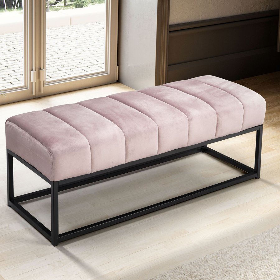 FineBuy gepolsterte Sitzbank 108 cm Samt - Polsterbank für Garderobe Schlafzimmer & Wohnzimmer - Garderobenbank Eingangsbereich - Bettbank