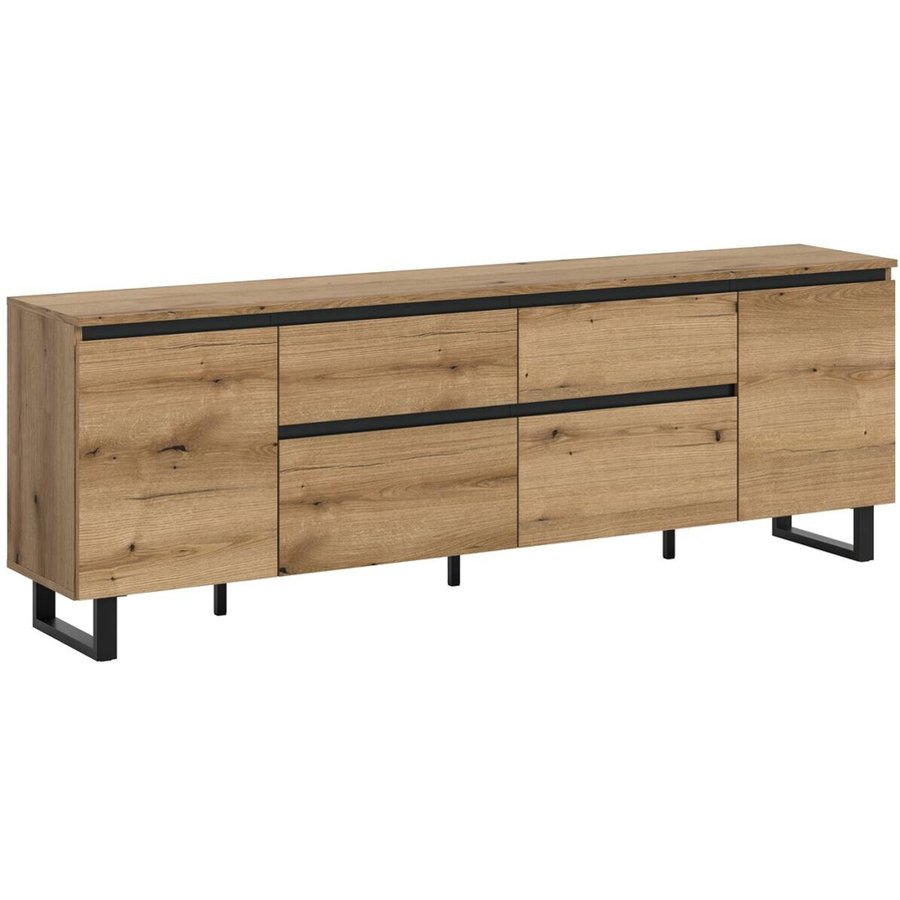 Lowboard Tomasa Evoke Oak Nachbildung schwarz