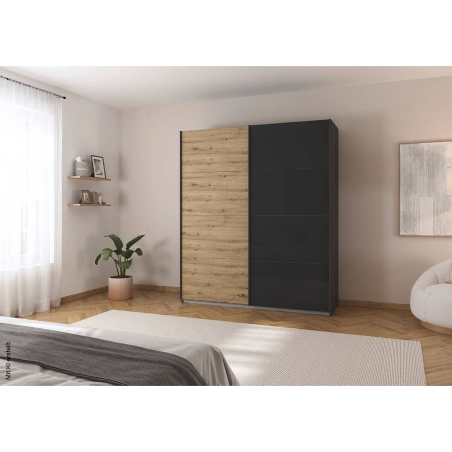 Schwebetürenschrank Quadra grau