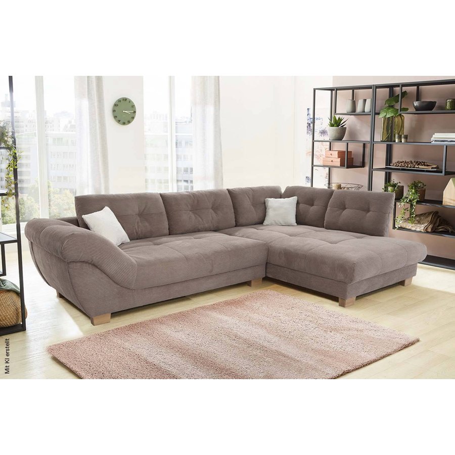 Ecksofa beige Microfaser