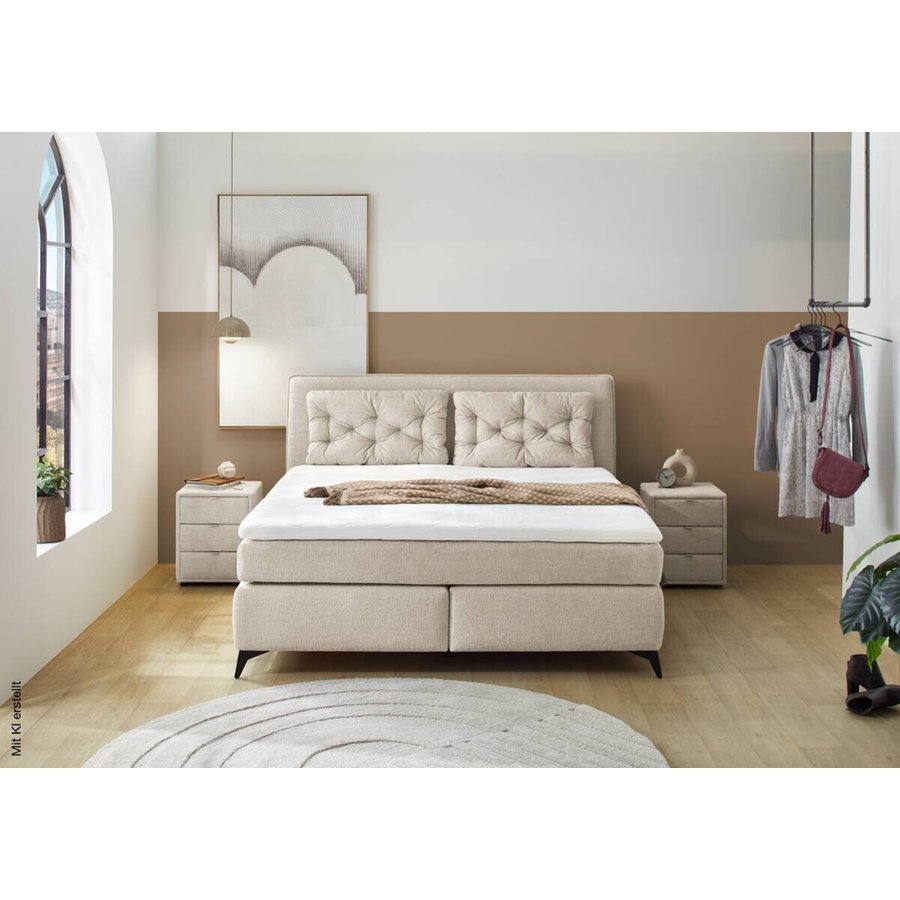 Boxspringbett beige Liegefläche