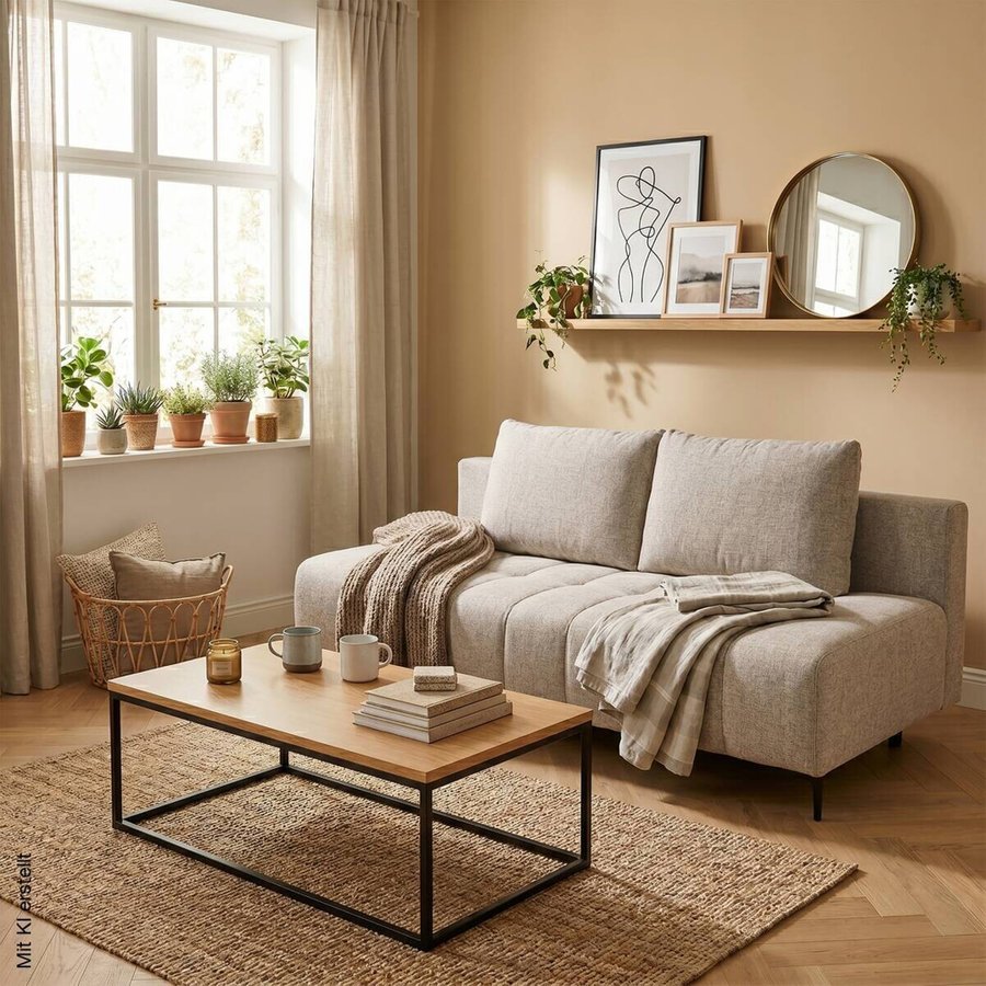 Schlafsofa Alicante hellbraun Webstoff