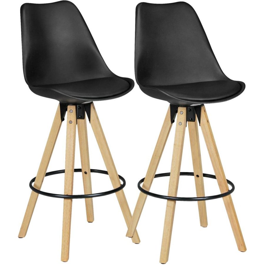 Barhocker 2er-Set schwarz Kunstleder