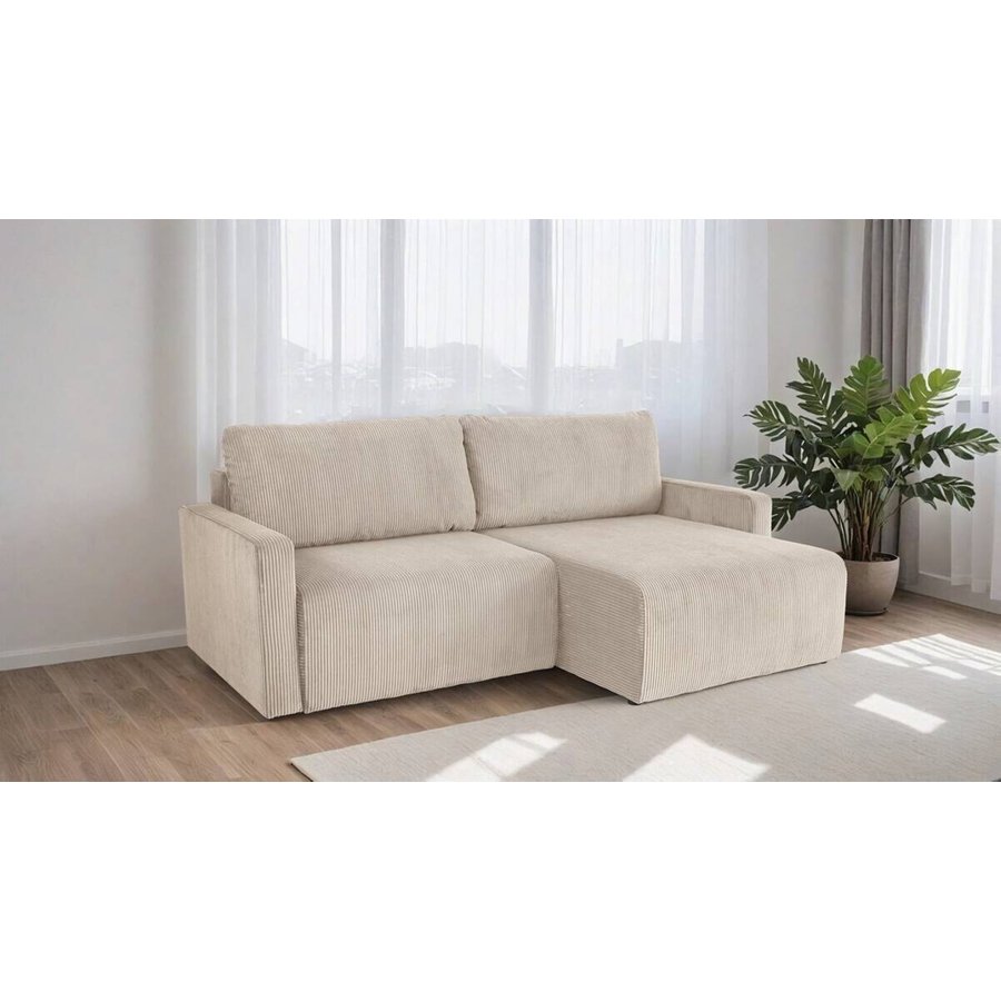 Ecksofa mit Bettfunktion und Bettkasten pearl Microfaser