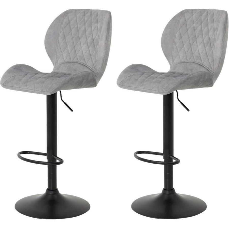 Barhocker Laila 2er Set grau Vintage Samtoptik