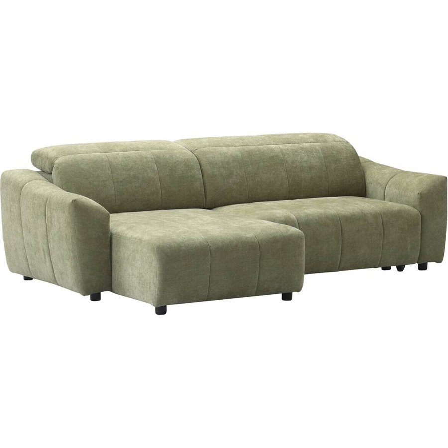 Ecksofa mit elektrischer Sitztiefenverstellung grün Polyester