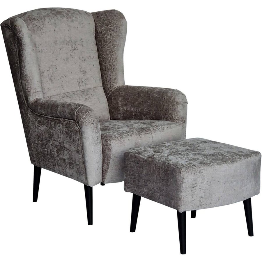 Sessel mit Hocker Canto grau Polyester