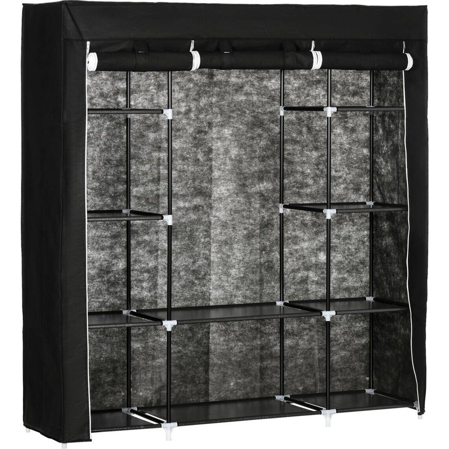 HOMCOM Kleiderschrank schwarz Edelstahl