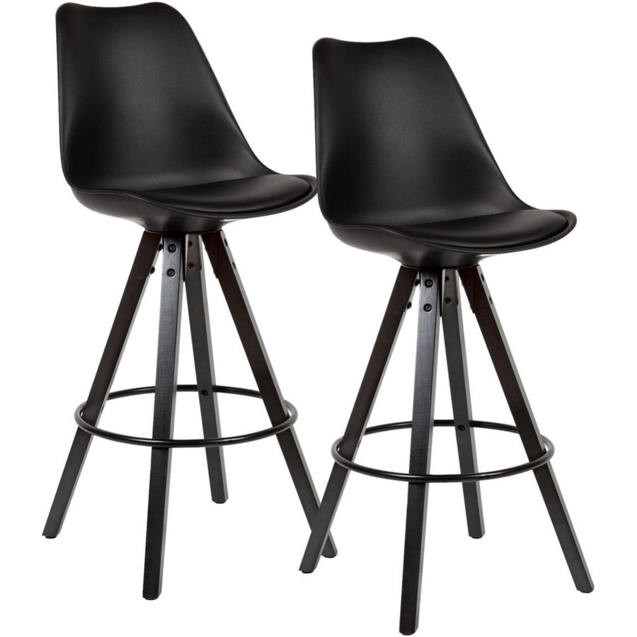 Barhocker 2er-Set schwarz Kunstleder