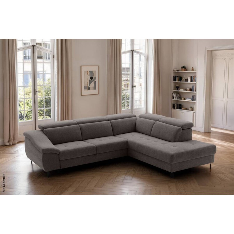 Ecksofa mit Bettfunktion braun Flachgewebe