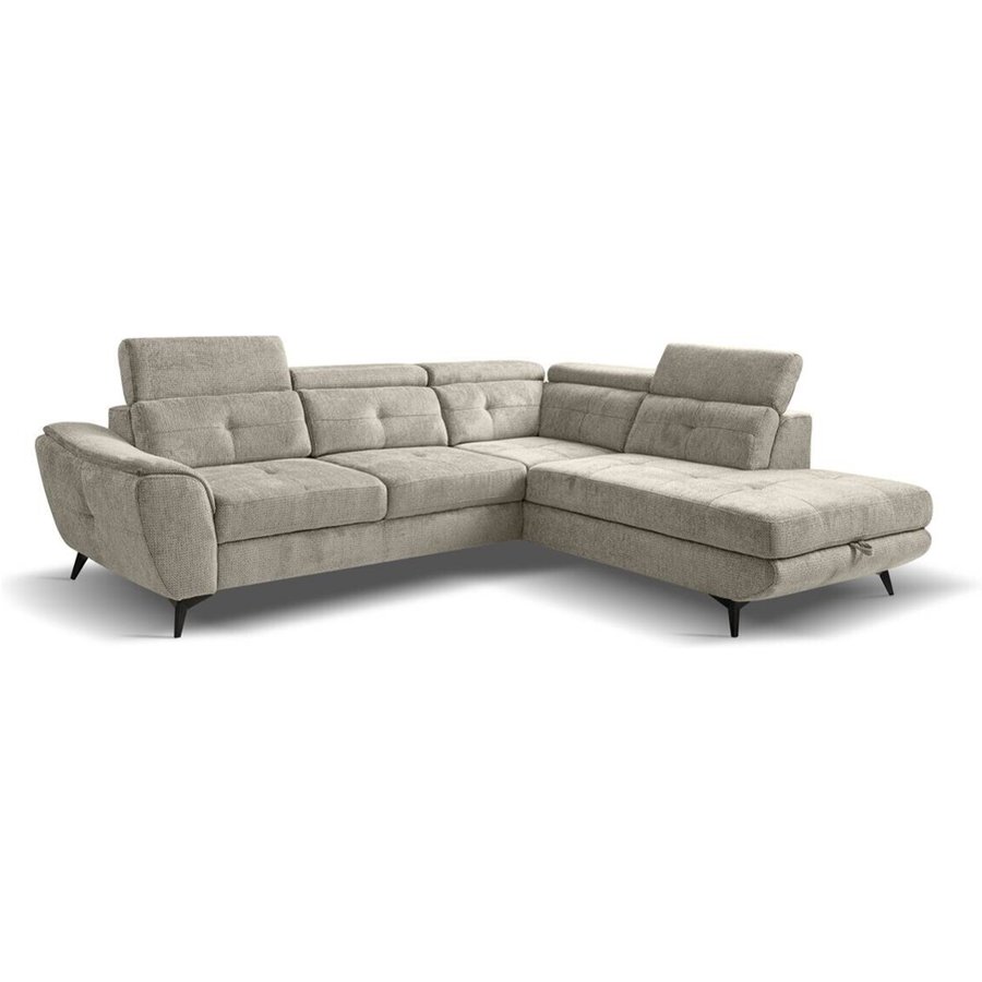 Ecksofa mit Bettfunktion und Bettkasten Greige Microfaser