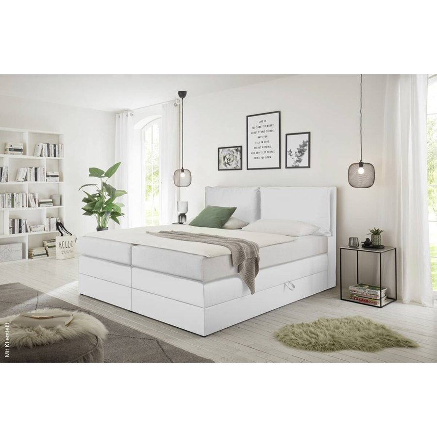 Boxspringbett Lissy weiß Kunstleder Liegefläche