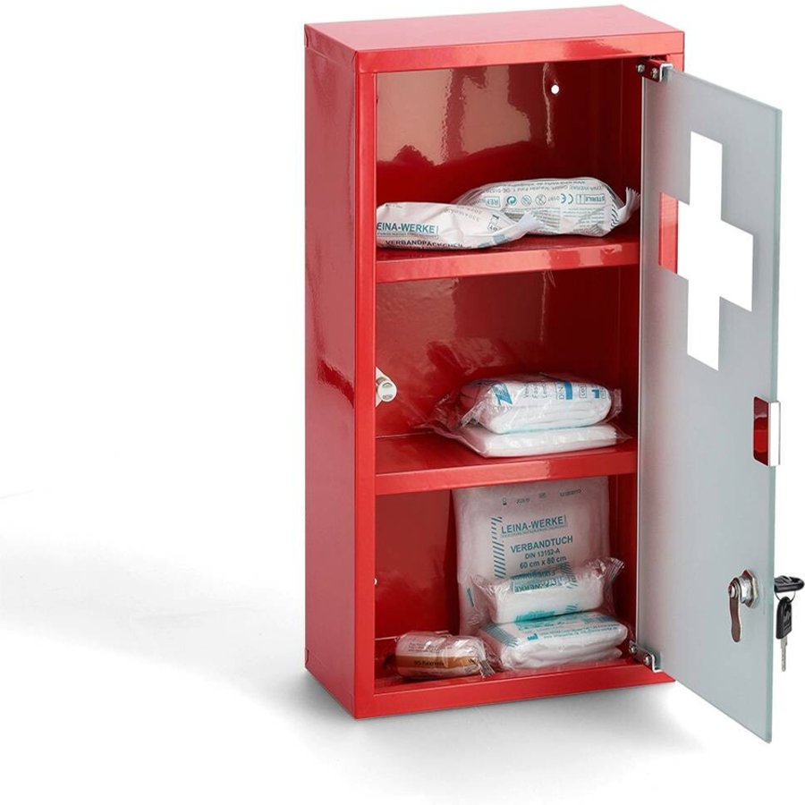 Medizinschrank rot Metall