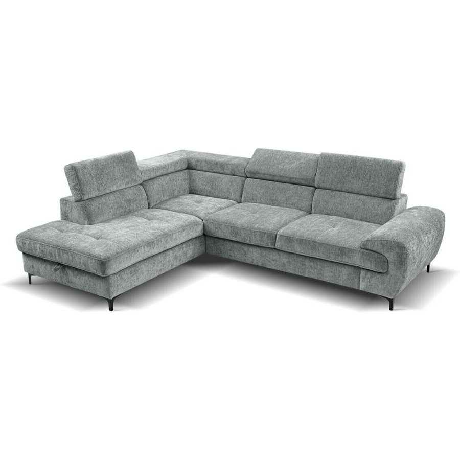 Ecksofa mit Bettfunktion und Bettkasten dunkelgrau Microfaser