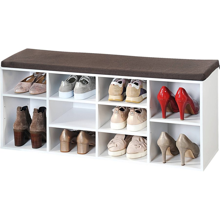 Kesper Schuhschrank mit Sitzkissen weiß Spanplatte