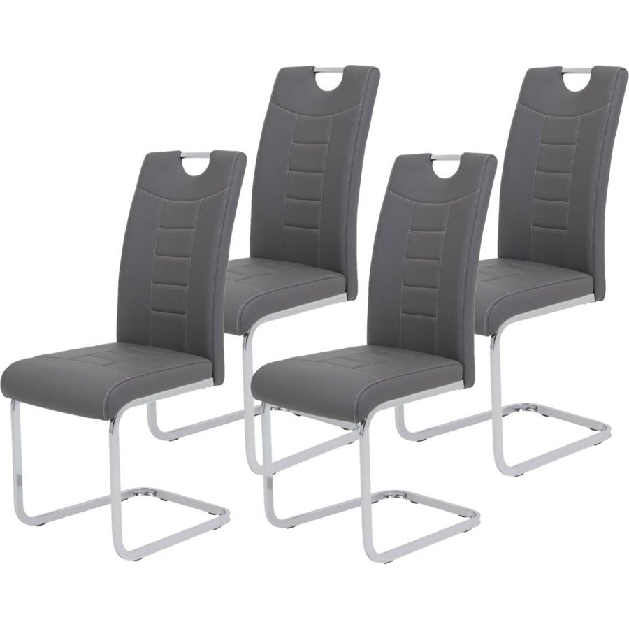 Schwingstuhl Ruby 4er Set grau Kunstleder