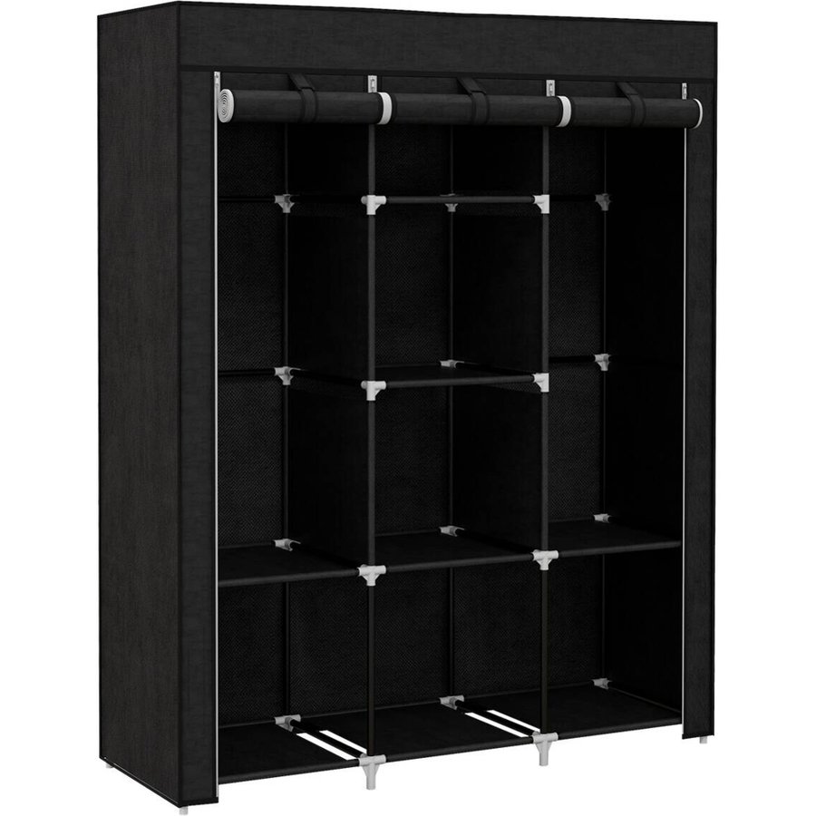 HOMCOM Kleiderschrank schwarz Edelstahl